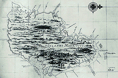 Map of Mauritius from the Dutch